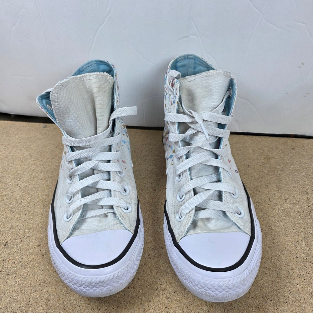 Converse Chuck Taylor All Star High Top Sneakers Floral White Blue Pink Sz 7 - Picture 3 of 11